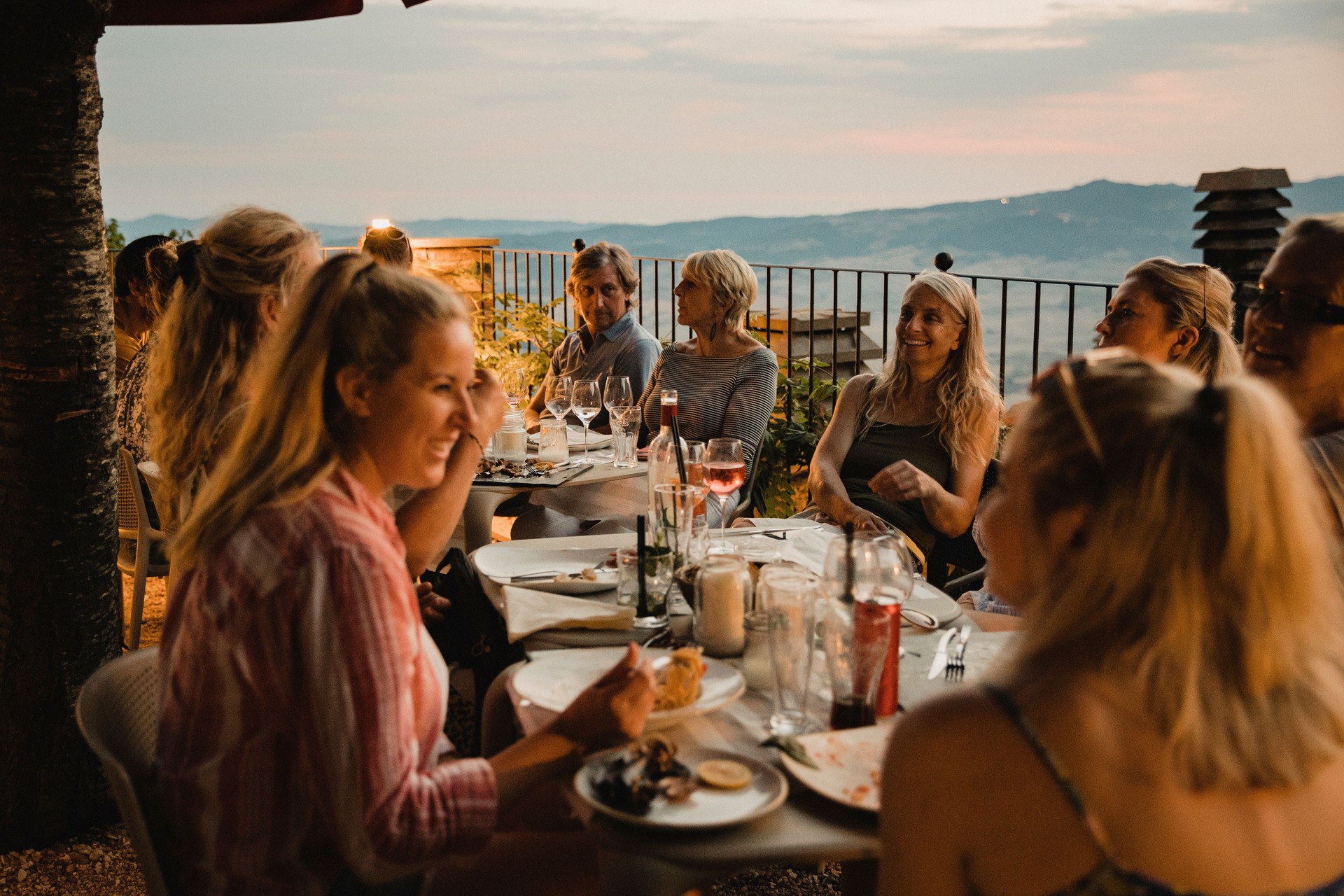Enjoying an Italian Meal Together