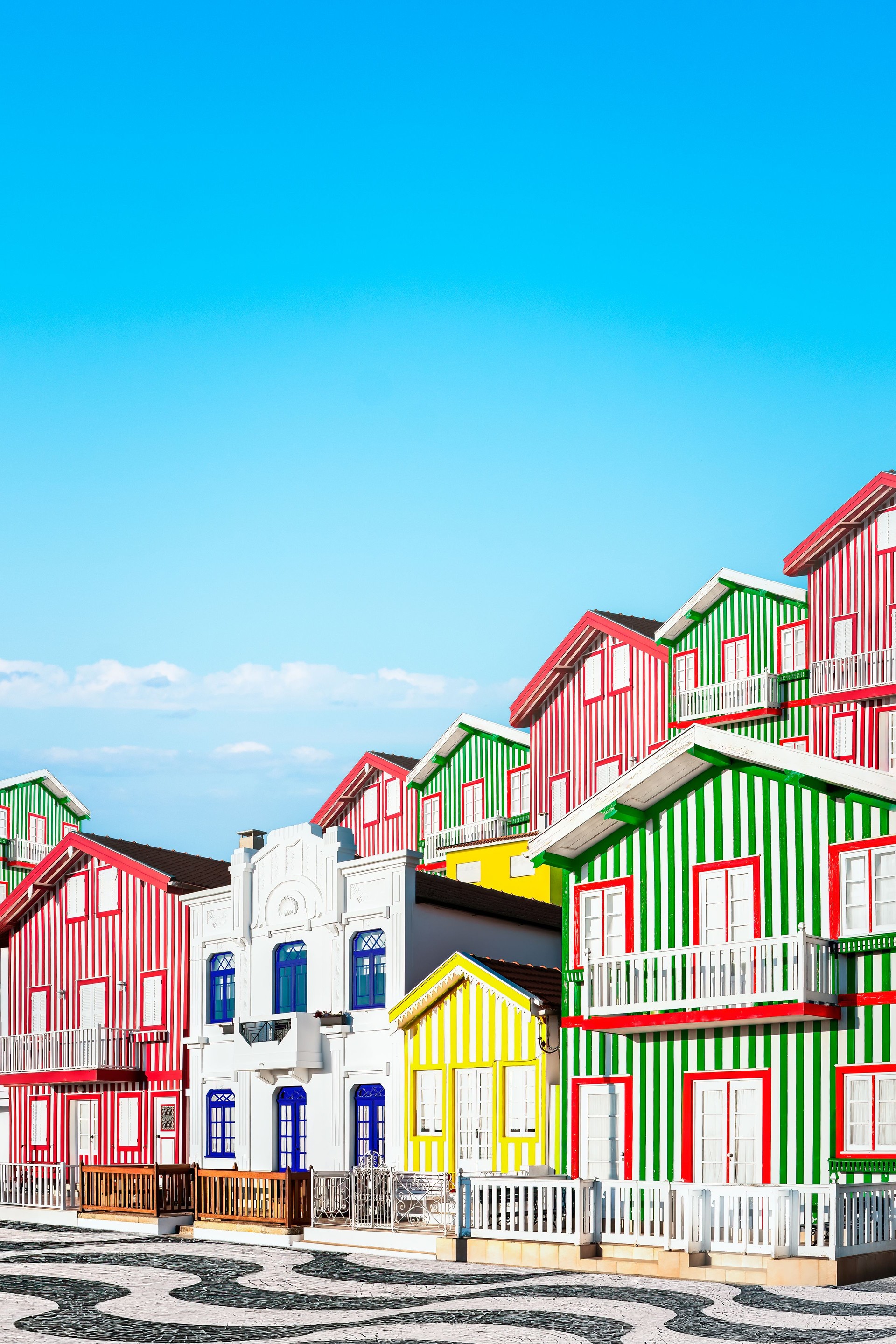 Colorful houses at Costa Nova, Aveiro, Portugal