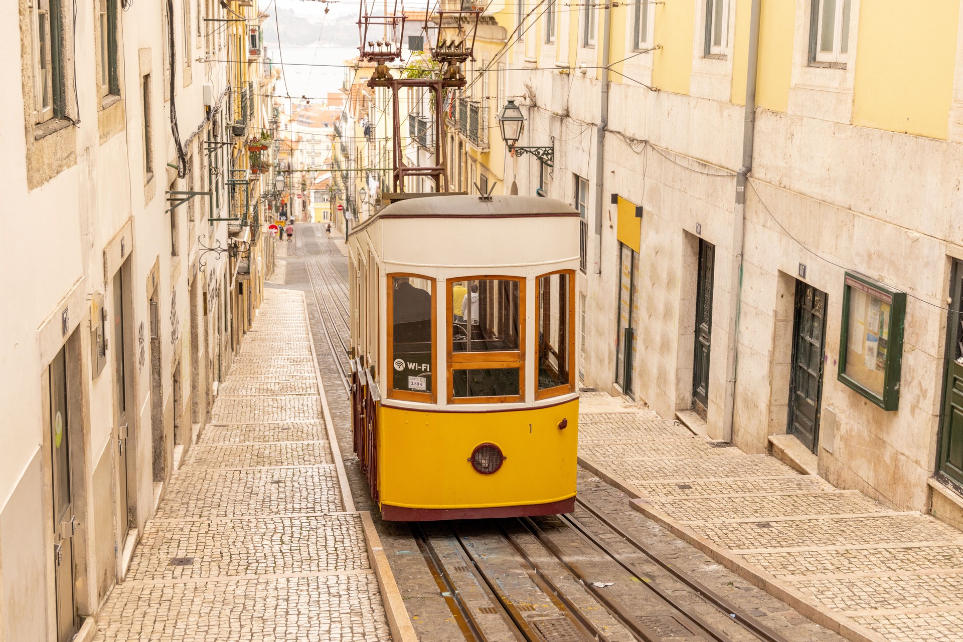The famous yellow tramway in Lisbon